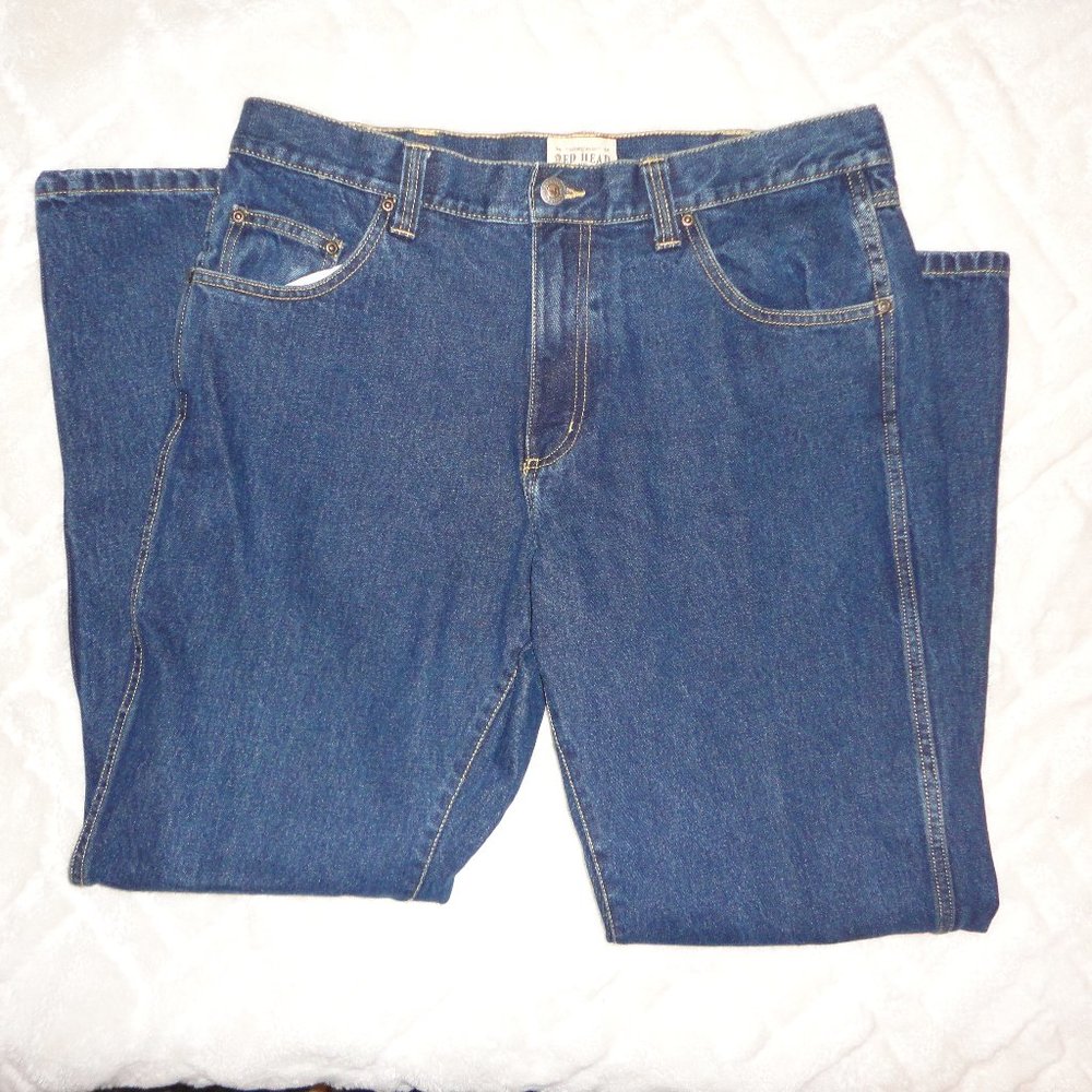 RED HEAD Brand Men's Blue Denim Jeans Size 36 x 32 LIKE NEW! Bass Pro Shops
